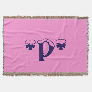 Couverture Fille bébé rose Monogramme Motif Design Texte Art
