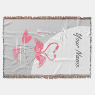 Couverture Flamant rose Amour Grande Lune Nom vertical