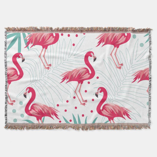 Couverture Flamingo tropical et feuille, motif d'été. (Devant)