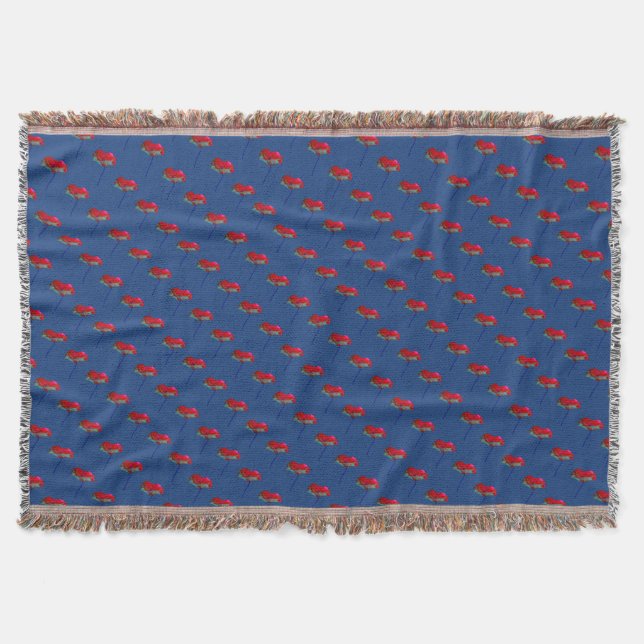 Couverture Fleur de pavot rouge et bleu sur bleu foncé (Devant)