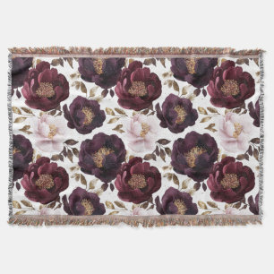 Couverture fleur de pivoines bordeaux avec parties scintillan