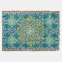 Fleur de vie - motif de timbre - cyan
