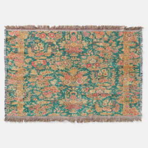 Couverture Fleur florale d'or vert motif turc perse