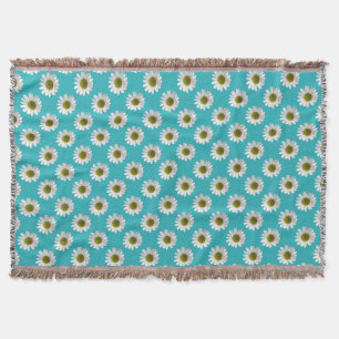 Couverture Fleur imprimé marguerite sur turquoise