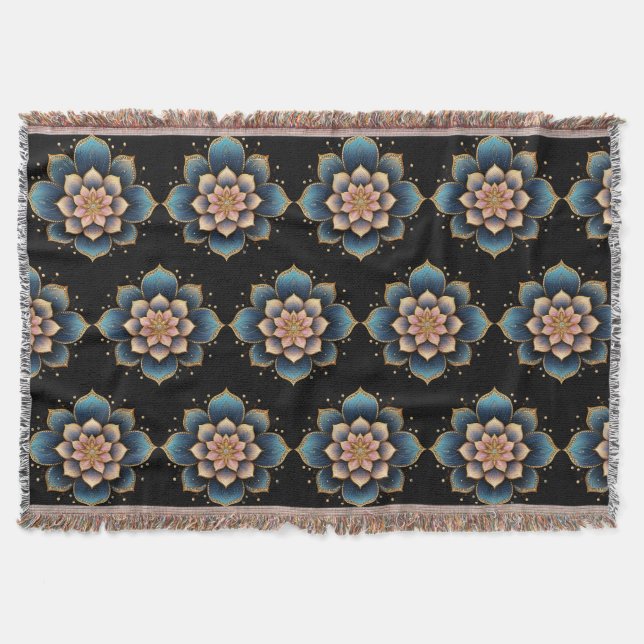 Couverture Fleur Mandala Lotus aux cristaux étincelants (Devant)