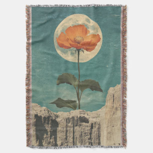 Couverture Fleur orange Lune - Charme Boho Vintage