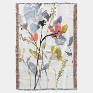 Couverture Fleur recouverte - fleurs et tiges d'aquarelle