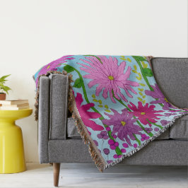 Couverture Fleur rose vif Dessin bleu