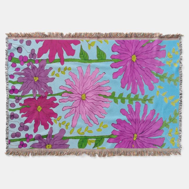Couverture Fleur rose vif Dessin bleu (Devant)