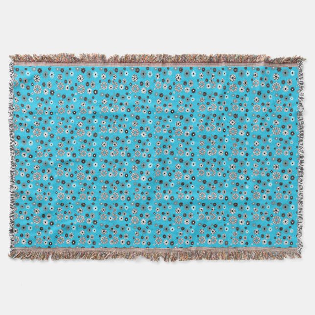 Couverture Fleur turquoise marguerite avec noir et gris (Devant)