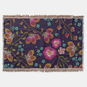 Couverture Fleurs brodées : mode sans couture motif