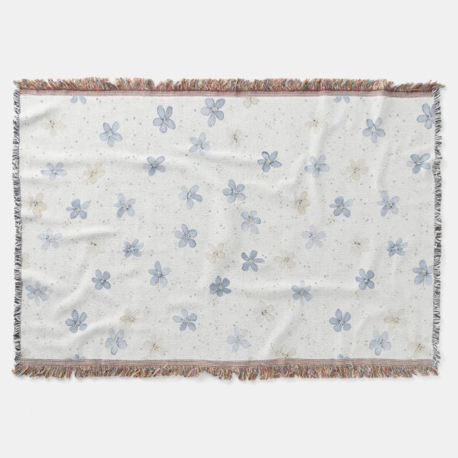 Couverture Fleurs Crème Bleu Chic   (Devant)