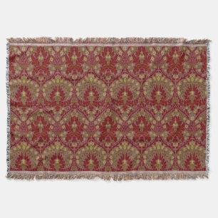 Couverture Fleurs d'Automne Vintage Rouge Or William Morris
