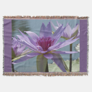 Couverture Fleurs de Lotus Violet Étroitement Haut Jeu Blanch