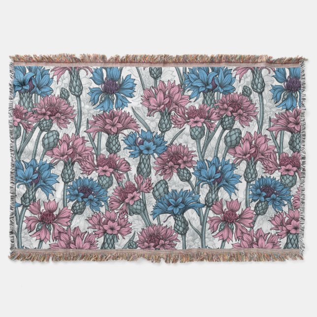 Couverture Fleurs de maïs roses et bleues, fleurs sauvages su (Devant)