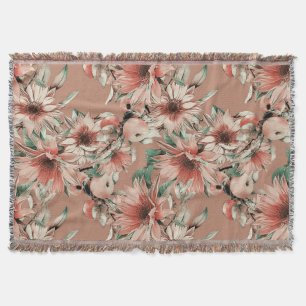 Couverture Fleurs de soleil, pommes : motif d'aquarelle d'aut