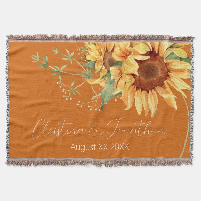 Couverture Fleurs de soleil romantiques aquarelles sur orange (Devant)