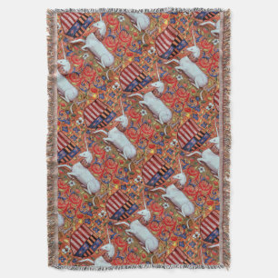 COUVERTURE FLEURS D'IMAGINAIRES UNICORNES ET MÉDIÉVAUX, MOTIF
