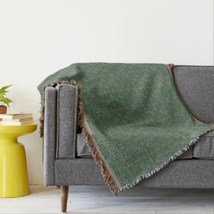 Couverture Fleurs et vignes Vert pin Vintage