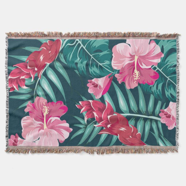 Couverture Fleurs exotiques estivales Design rose (Devant)