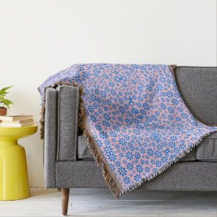 Couverture Fleurs minuscules Motif.Bleu 02.b Rose BG