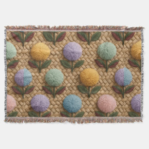 Couverture Fleurs Pom-Pom Douces avec une touche de fantaisie