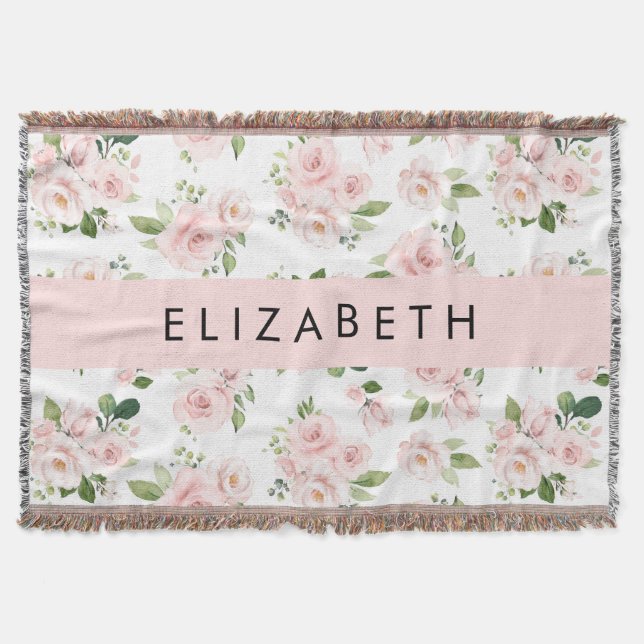 Couverture Fleurs roses, Roses, Fleurs Aquarelles, Votre Nom (Devant)