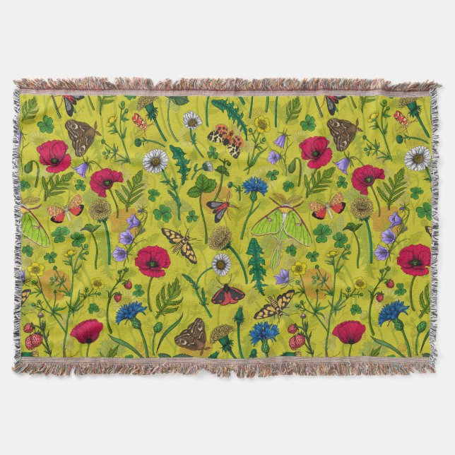 Couverture Fleurs sauvages et papillons de nuit en vert (Devant)
