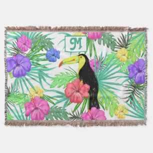 Couverture Fleurs tropicales et perroquets personnalisent le 