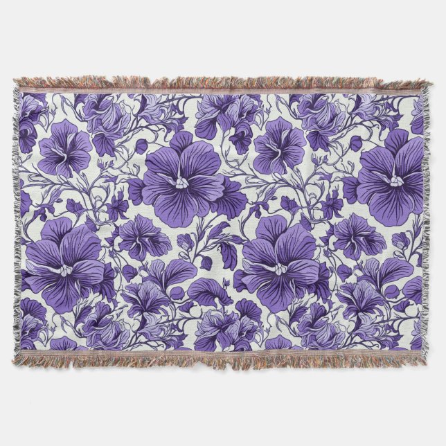 Couverture Fleurs violettes violettes pourpres Motif végétal (Devant)
