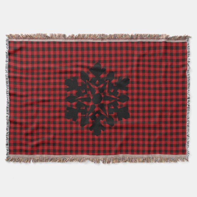Couverture Flocon de neige motif rouge noir classique (Devant)
