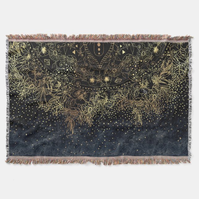 Couverture Floral Mandala or bleu (Devant)