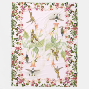 Couverture florale d'ouatine d'animaux de colibris