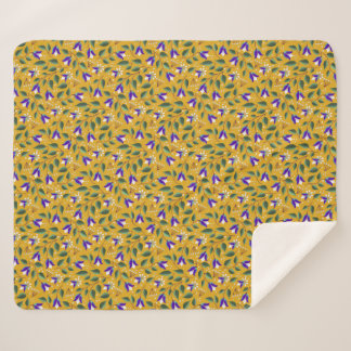 Couverture Florale Sherpa en Jaune et Violet