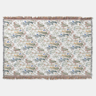 Couverture Folk Art Meadow & Blue Bird dans les tons terre