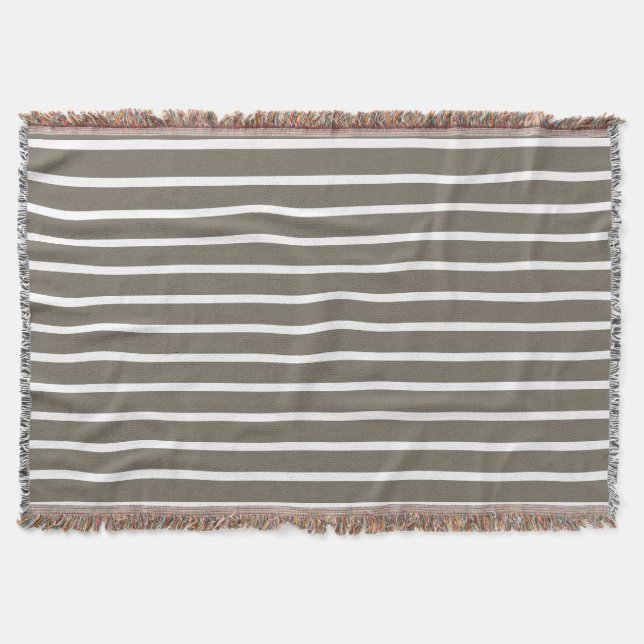 Couverture For Modern Comfort – Taupe & White Striped  (Devant)