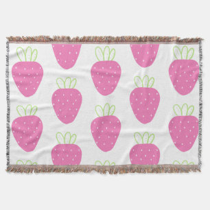 Couverture Fraise rose Aquarelle Minimale Fruit