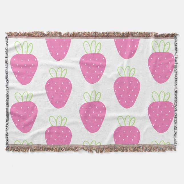 Couverture Fraise rose Aquarelle Minimale Fruit (Devant)