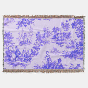 Couverture Française toile de jouy bleu et blanc élégant