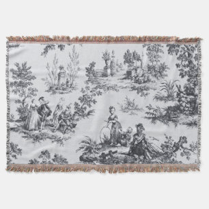 Couverture Française toile de jouy noir et blanc élégant