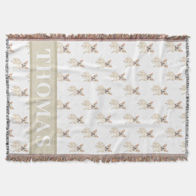 Couverture Frenchie personnalisé (Fawn Tan Cream) (Devant)