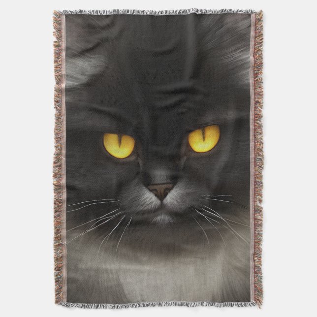 Couverture Funny Fluffeux noir Perse noir chaton visage (devant Vertical)