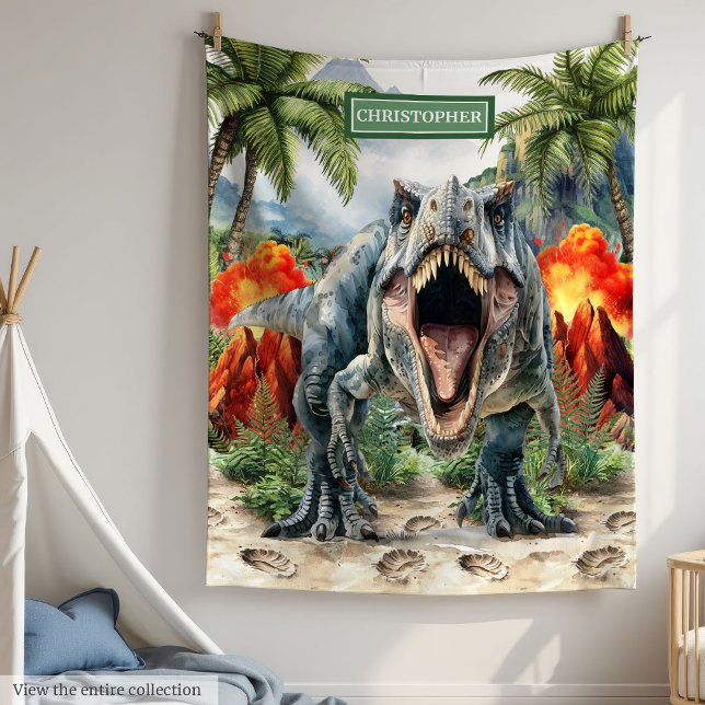 Couverture furieuse T-Rex Nom personnalisé Personn (Furious T-Rex Blanket Custom Name Personalized)