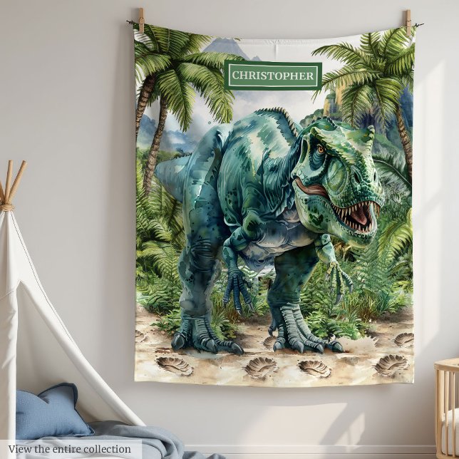 Couverture Furieux Dinosaur Nom Personnalisé Du Ga (Furious Dinosaur Blanket Personalized Boy Name)