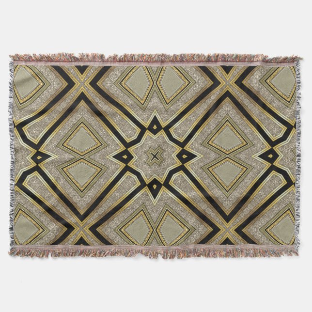 Couverture géométrique de jet de Taupe d'or d'art (Devant)