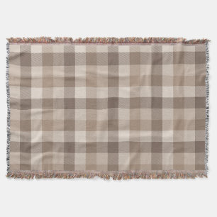 Couverture Gingham à carreaux marron clair Terre Neutre