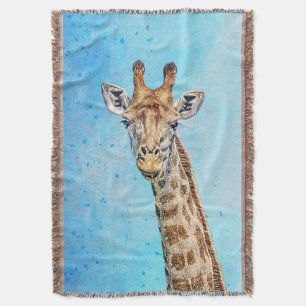 Couverture Giraffe curieuse avec Ciel de Confetti Bleu
