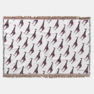 Couverture Giraffe Rose chaud et Silhouette noire