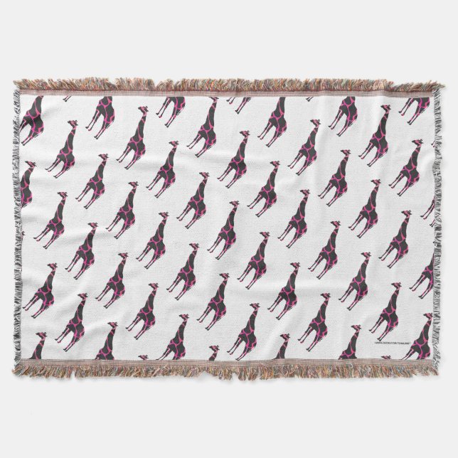 Couverture Giraffe Rose chaud et Silhouette noire (Devant)