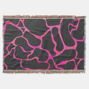 Couverture Giraffe rose chaude et noire